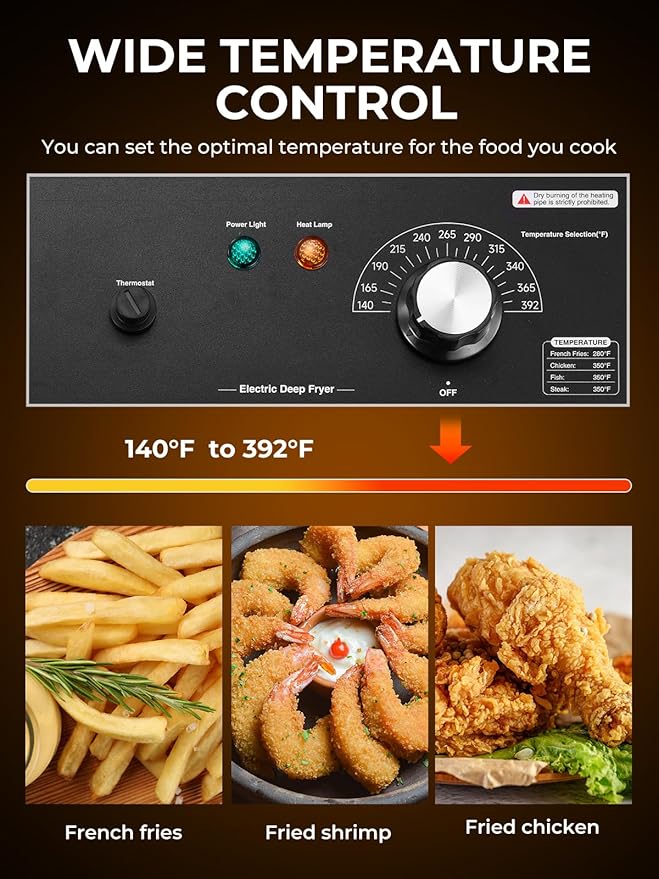 Commercial Deep Fryer with Basket, 3400W 20.7Qt Dual Tank Deep Fryer with Temperature Control, Large Capacity Stainless Steel Electric Countertop Fryer for Restaurant or Home Use