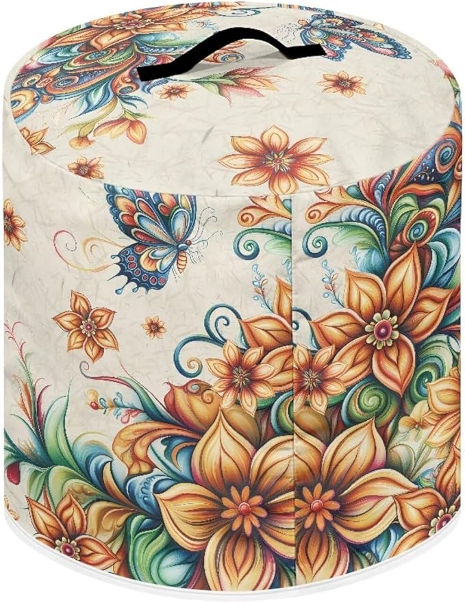 Vintage Floral Pressure Cooker Cover Instant Pot Accessories Instant Pot Kitchen Appliance Dust Cover with Pockets for Rice Cooker Air Fryer Slow Cooker Dust Covers for Kitchen Size M
