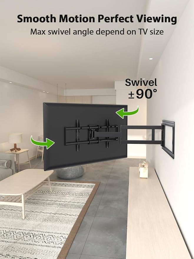 USX Mount Long Arm TV Wall Mount for Most 42-95 inch Television 40 Inch Extension Full Motion TV Mount，Wall Mount Bracket with 90°Swivel Up to 150lbs Fits 16” 18” 20” 24” Stud VESA 800x400mm