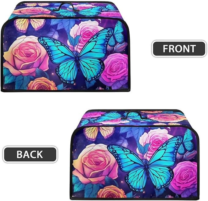 Blue Butterfly Slow Cooker Cover Holder - Dust Cover for Kitchen Appliance - Pockets - Halloween & Holiday Gifts
