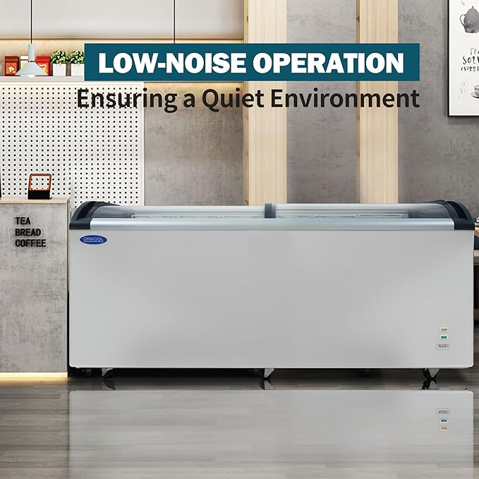Commercial Ice cream Display Freezer: 19.3 Cu.FT Chest Freezer with Curved Glass Top, -9.4℉ to 5℉, LED Light, Large Capacity for Convenience Store, Supermarket, Restaurant