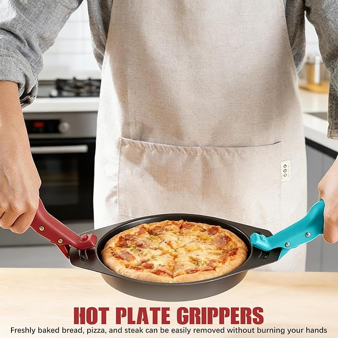 Hot Plate Gripper,Multi-purpose Anti-Scald Bowl Holder Clip, Hot Plates Gripper Lifters Tongs,Multi-function Hot Bowl Dish Plate Grippers Clips for Kitchen;Christmas Gifts for Women and Men(Green+Red)