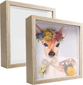 5x5 Small Shadow Box Frame Display Case, Wood with Plexiglass, Display Case Box for Memorabilia, Medal, Crafts,Tickets and Photos, Picture Frame for Wall and Tabletop (5x5, 2pcs-Natural Wood)