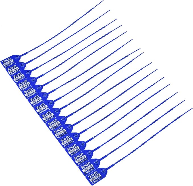 500 Blue Plastic Barcode Seals, Numberd Plastic Tamper Seals Security Tags, Pull-Tite Safety Zip Ties, Tamper Proof Tags Plasic Locks for Fire Extinguishers