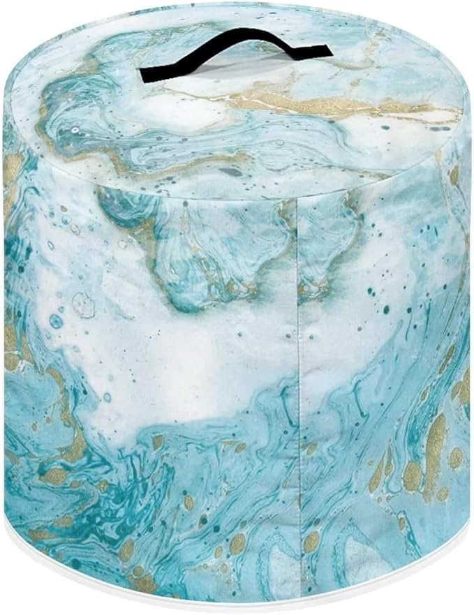 Dust Cover for Kitchen Accessories, for 8 Quart Pressure Cooker Air Fryer Rice Cooker Kitchen Appliance Dust Covers with Storage Pockets Dust-proof Washable, Sky Blue Marble