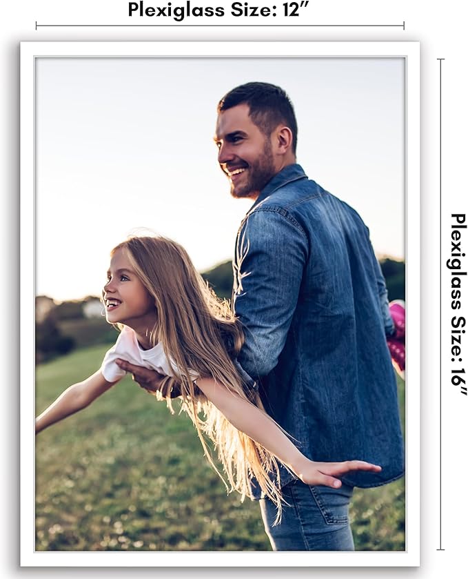 Americanflat 12x16 Picture Frame with Polished Plexiglass - Streamline Collection - Thin Border Picture Frame for Wall Display - Hanging Hardware Included - White