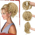 SOFEIYAN Claw Clip Short Ponytail Extension DIY Bendable Wires Hair Bun Fluffy Fake Hair Piece Straight Synthetic Hair Ponytail Extensions for Wonen - Honey Blonde/Platinum Blonde