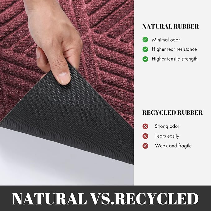 Yimobra Large Door Mat 47x32, All-Season Waterproof Outdoor Mats for Front Door Entrance with Drainage Holes, Heavy Duty Non-Slip Doormat for Garage Patio Entryway Indoor, Red
