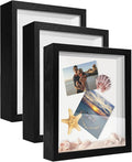 8x10 Shadow Box Frame Display Case, Wood with Plexiglass, Display Case Box for Memorabilia, Medal, Crafts,Tickets and Photos, Picture Frame for Wall and Tabletop (3pcs-Black, 8x10)