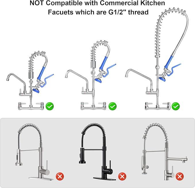 Commercial Dishwasher Sprayer for Kitchen Sink: Akwadu Pre Rinse Sprayer Head for Commercial Faucets - High Pressure Dish Sprayers Replacement for Restaurant Cleaning (Blue)