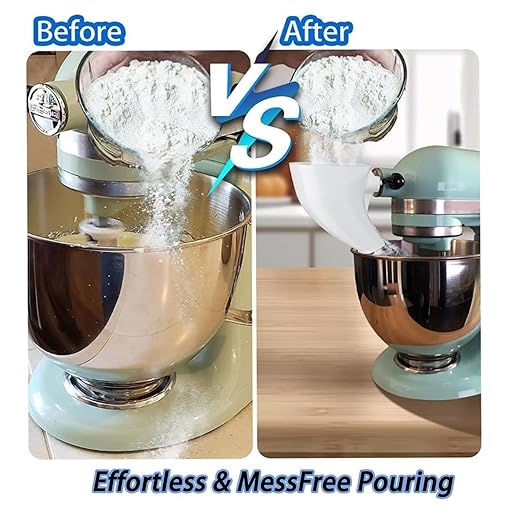 Universal Flour Funnel Attachment for Tilt-Head Stand Mixers (4.5–5 Qt), No-Mess Easy-Pour Baking Accessory, Wide-Mouth Anti-Splash Design, Dishwasher-Safe Tool for Dry & Liquid Ingredients (Green)
