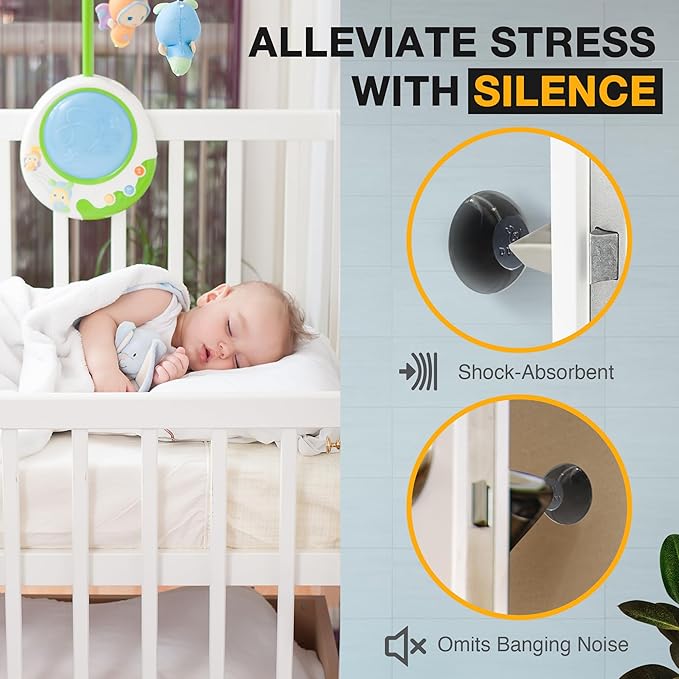 Ducki Wall Protectors - 4 Black Glass - Self Adhesive, Reusable Solution for Stopping Wall Damage & Noise from Doors, Refrigerator & More in Your Home & Office - Durable, Shock Absorbent, Discreet