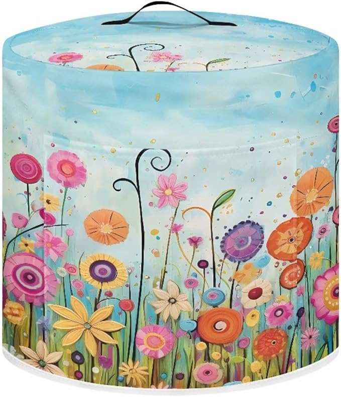 Air Fryer Cover Dust Cover, Easy to Clean Small Appliance Covers for 3 Quart Air Fryer & Pressure Cooker Kitchen Appliance Accessories with Pockets, Colorful Floral