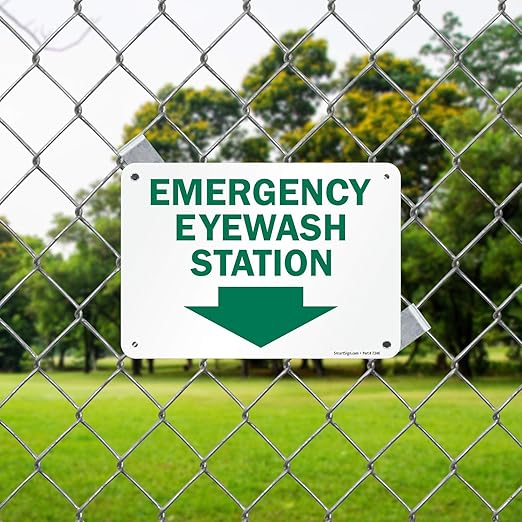 SmartSign - S-1441-PL-10 "Emergency Eyewash Station" Sign With Down Arrow | 7" x 10" Plastic 10" x 7" Plastic