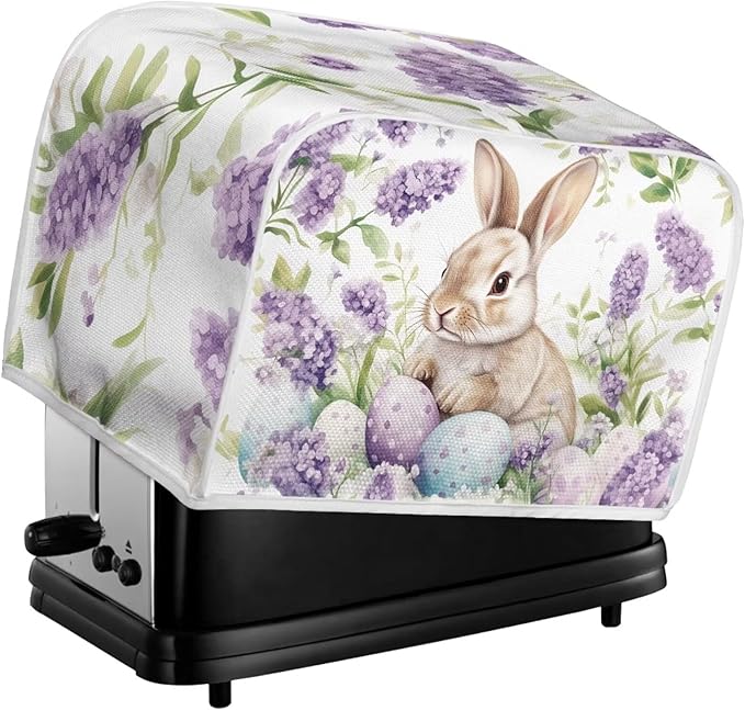 Easter Egg Bunny Print Toaster 4 Slice Cover Dust Fingerprint Protection Universal Size Kitchen Appliance Waterproof Cover