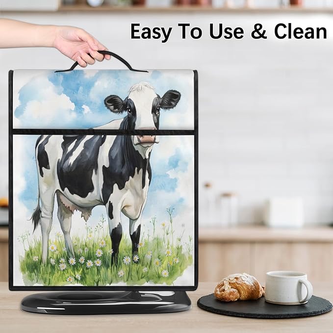 Kitchen Aid Mixer Cover Flower Animal Cow Stand Mixer Cover Compatible with 6-8 Quarts Stand Mixers, Dust Covers with Zipper Pocket Foldable Washable Kitchen Aid Organizer Bag