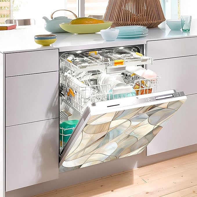 Abstract Stained Glass Pattern Dishwasher Magnet Cover Sticker Magnetic Refrigerator Panel Front Door Fridge Microwave Decal