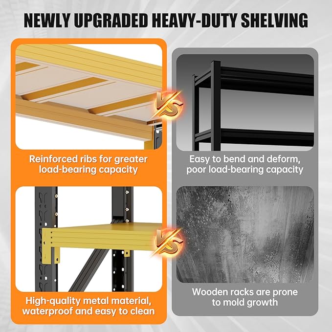 48" W Storage Shelves Heavy Duty, 4000LBS Metal Garage Shelving Units, 4 Tier Adjustable Shelf, Garage Storage Shelves Rack, Industrial Shelving for Warehouse, Basement,48" W x 20" D x 79" H