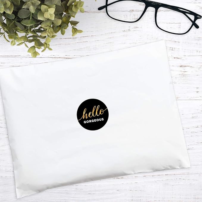 Hello Gorgeous Stickers / 250 Small Business Labels / 1.5" Order Package Envelope Seals/Elegant Gold Foil Sticker/Made in The USA