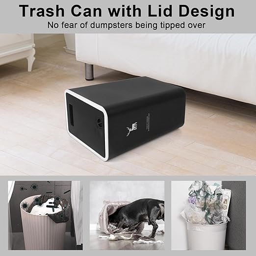 XPIY Plastic Trash Can, 12 Gallon Capacity, Black Color, Easy to Use, Prevents Spills