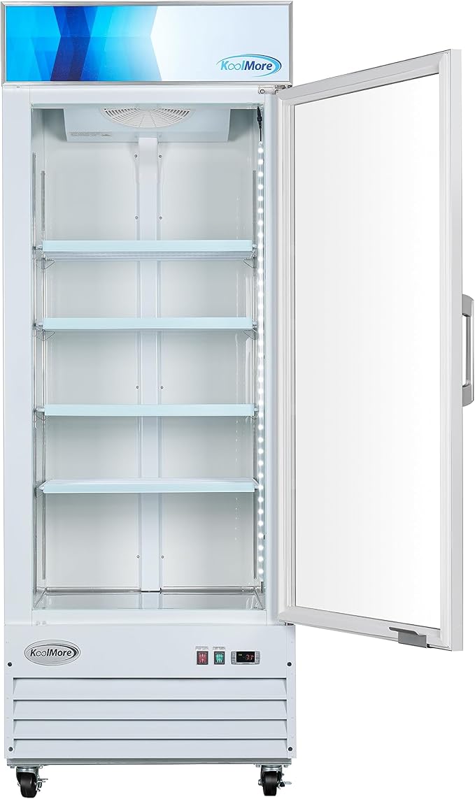 KoolMore 31 in. Commercial One Glass Door Display Upright Freezer Merchandiser in White 23 Cu. Ft. (MDF-1GD-23C-WH)