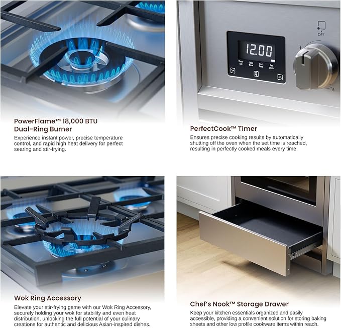 Rangaire RRG241TS 24" Gas Range Oven with Timer - Stainless Steel, Sealed Burners, Convection Fan, Easy Reach Racks