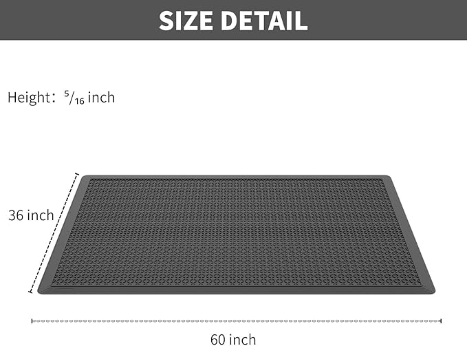 Rubber Scraper Floor Mat 60”x36” 2 Pack - Heavy Duty Outdoor Mats for Garage, Entryway, Door, Mudroom, Boot Tray - All-Weather & Easy Clean