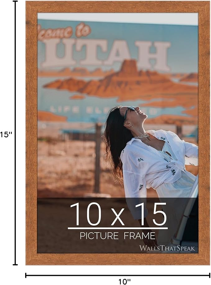 wallsthatspeak 10x15 Light Walnut Rustic Pine Picture Frame for Puzzles Posters Photos or Artwork
