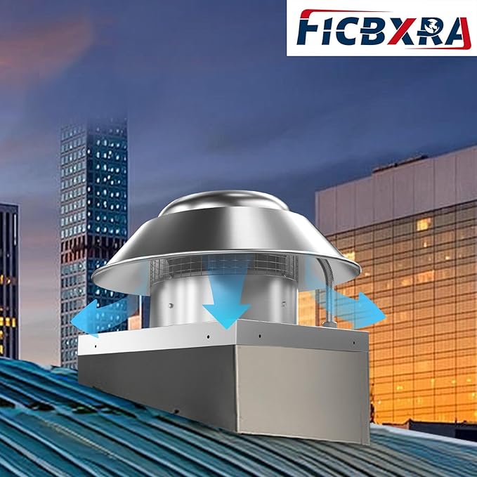 Roof Exhaust Fan Direct Drive Axial Downblast Exhaust Fan -26" Fan Base, 1/3 HP 115 Volt Single Phase Motor 2400 CFM