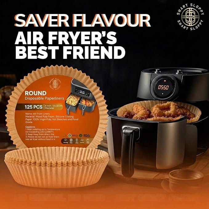 6.5 inches Round Air Fryer Liners Disposable Parchment Paper Liner Airfryer 3-5 QT Basket inserts Filter Sheets EXTRA THICK 40 GSM - Pack of 125