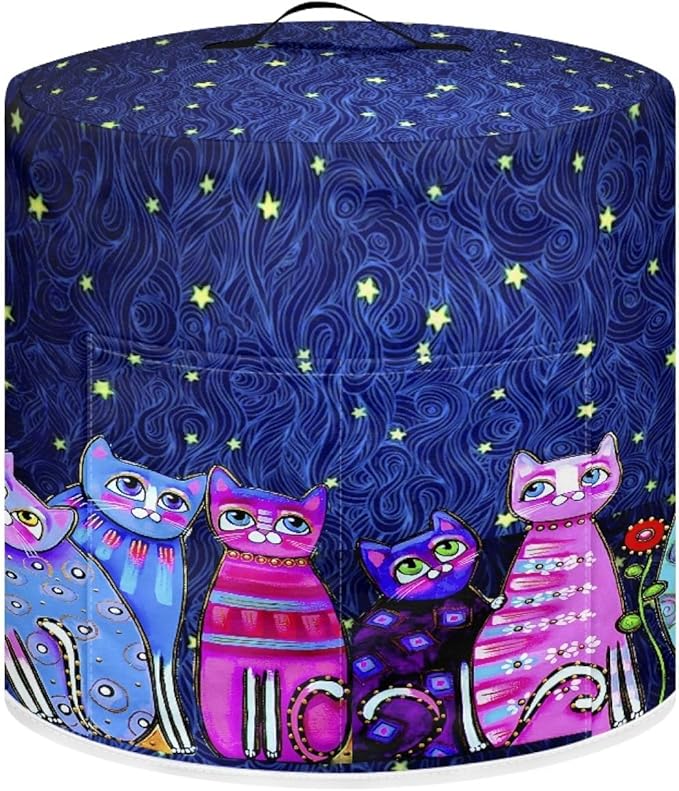 Xoenoiee Starry Night Cats Pattern Pressure Cooker Cover for 3 qt Instant Pot, Kitchen Appliance Dust Cover with Pockets for Rice Cooker Air Fryer Slow Cooker