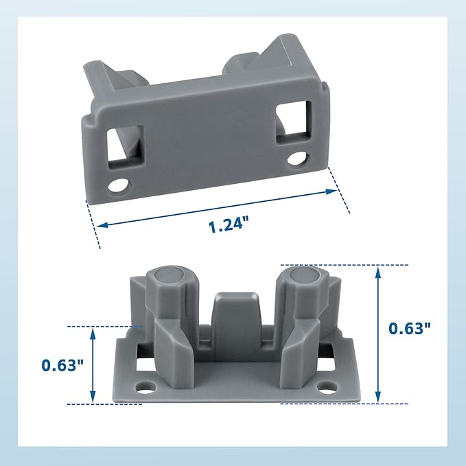 W10195622 Dishwasher Rack Stop Clip 4 Pack Dishrack Slide Rail Clips Fits for Whirl-pool Ken-more Replaces AP4566222 PS11750071