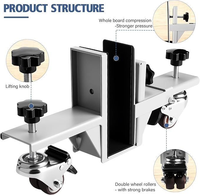 Heavy Door Installation Kit, Dolly Kit with Wheels ，Upgraded with Dual Wheels-Greater Load Bearing Capacity ，Adjustable Distance 0.8 "to 2.3", Used for Transporting Various Types Doors (Silver)