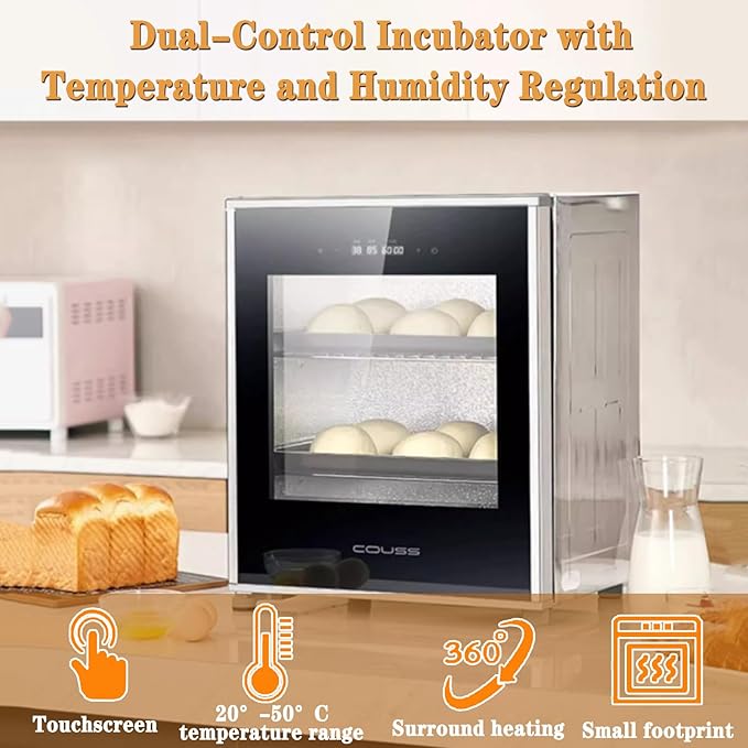40L Electric Dough Proofer and Fermentation Cabinet - Stainless Steel Proofing Box with Digital Thermostat & Humidity Control for Artisan Bread, Pizza Dough, Pastry Making