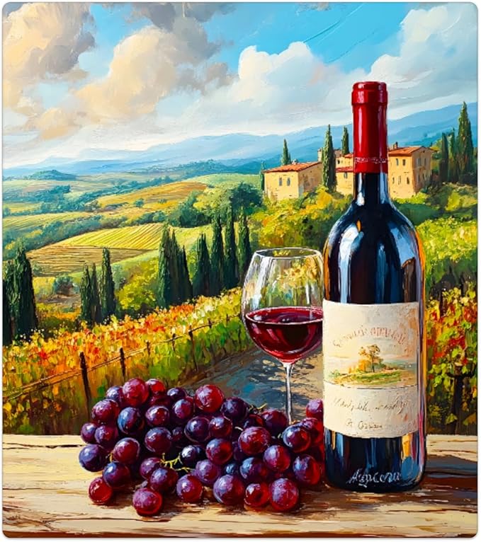 Painting Wine Landscape Dishwasher Magnet Cover Front Dishwasher Cover Decor Reusable Magnetic Door Cover Panel Decal Home Appliances Stickers Kitchen Refrigerator Fridge 23"x26"