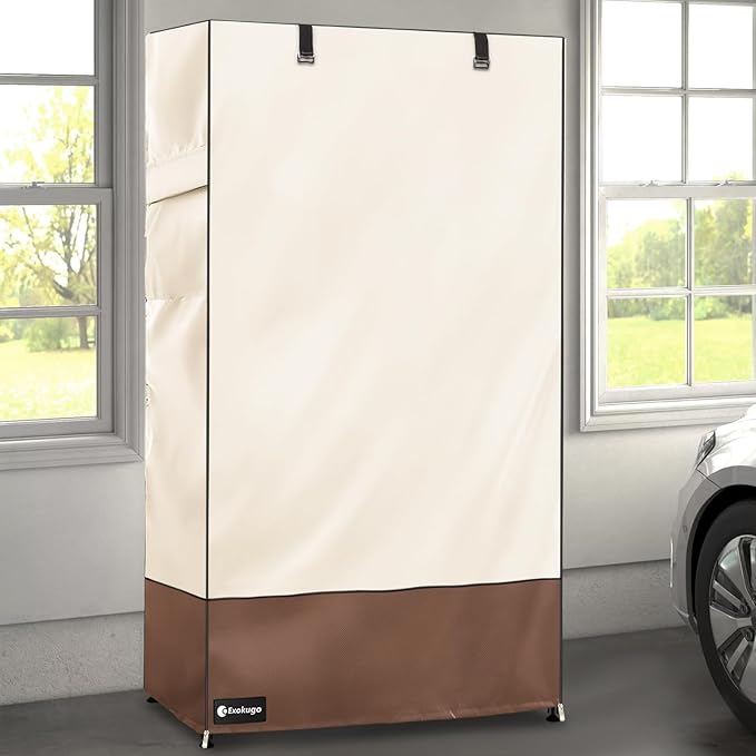 Wire Shelf Cover,600D Heavy Duty 100% Waterproof Shelf Covers for Wire Shelving,Outdoor Storage Shelves Cover for Metal Rack,48" W x 18" D x 72" H,Beige & Brown