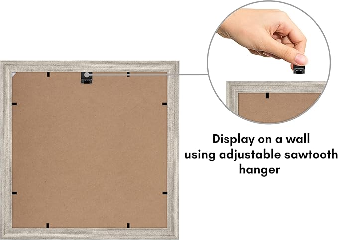 Americanflat 11x11 Picture Frame with Shatter-Resistant Glass - Use as 8x8 Frame with Mat or Display 11x11 Photo Without Mat - Signature Collection - Square Frames for Wall Display - Driftwood