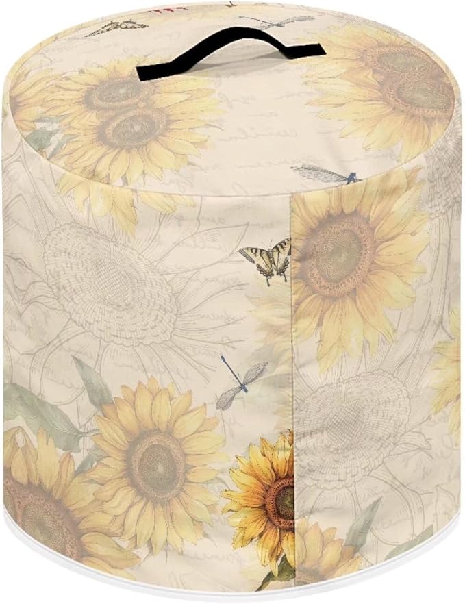 Sunflower Rooster Butterfly Dust Cover with Pocket for 6 Quart Instant Pot, Rice Cooker and Air Fryer, Round Protective Cover Dust-Proof Stain Resistant Electric Appliance Cover Easy to Clean