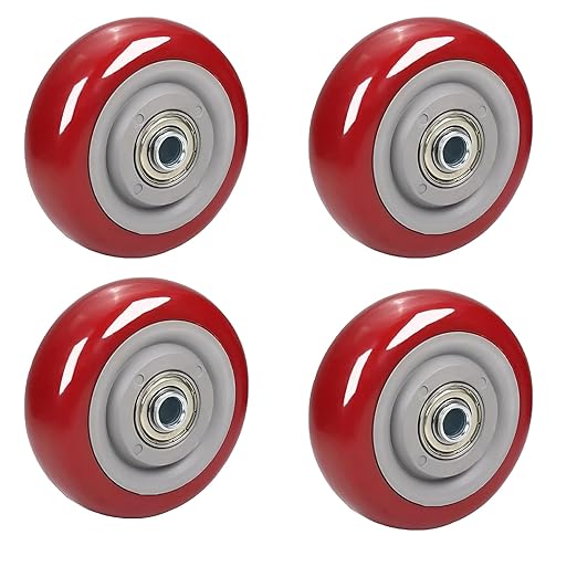 4 PCS 4 Inches Caster Wheels Red Heavy Duty Plate Shelf Replacement Wheels for Platform up to 352 LBS/160KG