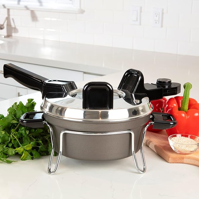 Total Chef Czech Cooker The Ultimate Electric Oven with Adjustable Thermostat Versatile Cooking Options Efficient Heating Non-Stick Pot Portable Design and Heat-Safe Stands