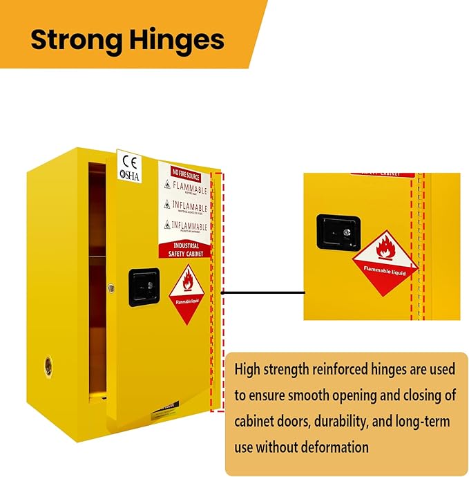 79 Gallon Flammable Liquid Storage Cabinet Fireproof Metal Cabinet with 3 Point Lock, Adjustable Shelves for Industrial, Scientific, Warehouse Use