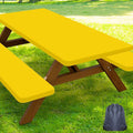 Smiry Picnic Table Cover with Bench Covers, Waterproof Elastic Fitted Polyester Tablecloths for 6 Ft Rectangle Tables, Washable Windproof Tablecloth for Camping, RV & Outdoor (Yellow, 30x72 Inches)