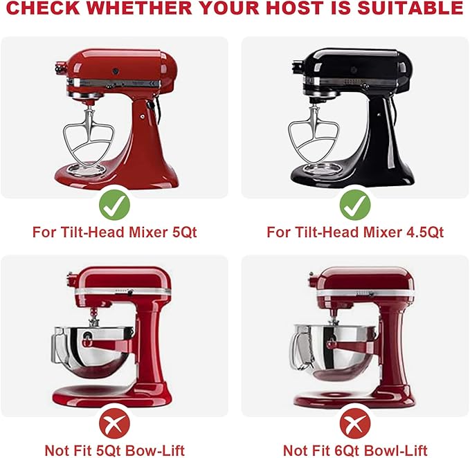 Cofun Stainless Steel Paddle Attachment for KitchenAid Mixer, Flat Beater for KitchenAid Mixer Fits 4.5-5Qt Tilt Head Mixer, Mixer Paddle Attachment, Dishwasher Safe