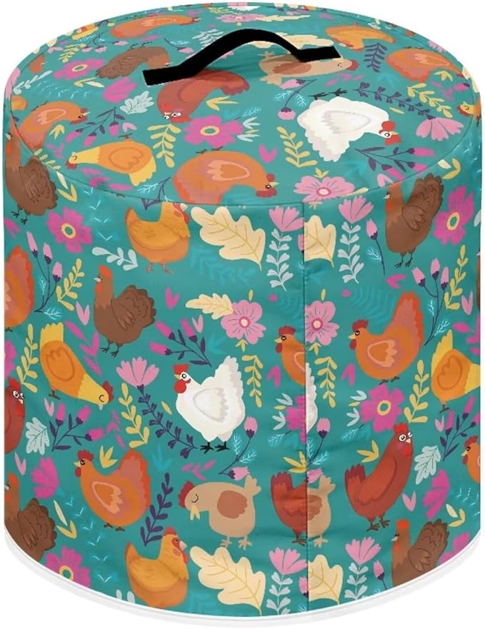 Flashideas Cartoon Chicken Dust Cover with Pocket for Instant Pot, Rice Cooker and Air Fryer, Round Pressure Cover Dust-Proof Stain Resistant Electric Appliance Cover Easy to Clean