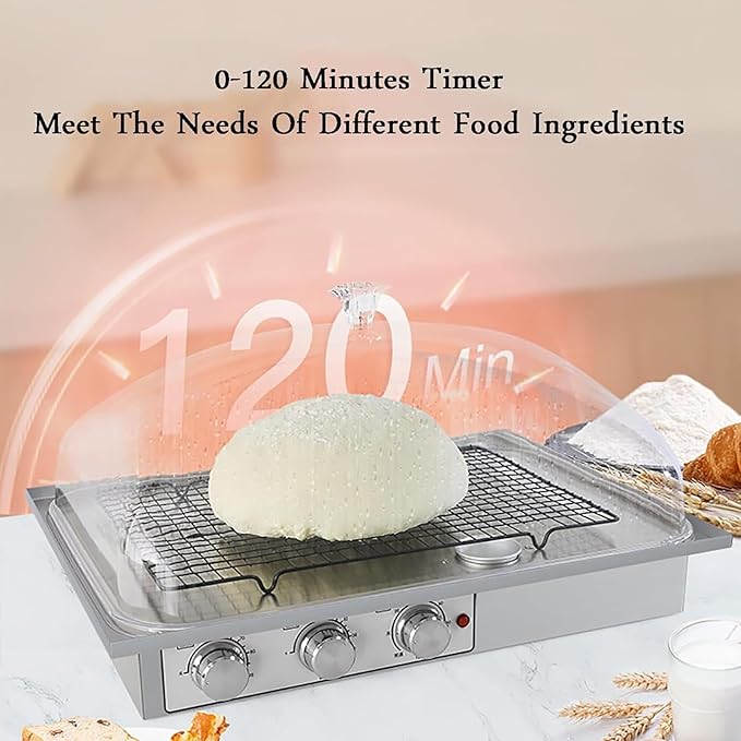 Electric Dough Proofer, Large Capacity Bread Proofing Box, Adjustable Humidity Temperature, 0-120min Timer, Ideal for Fermentation and Baking