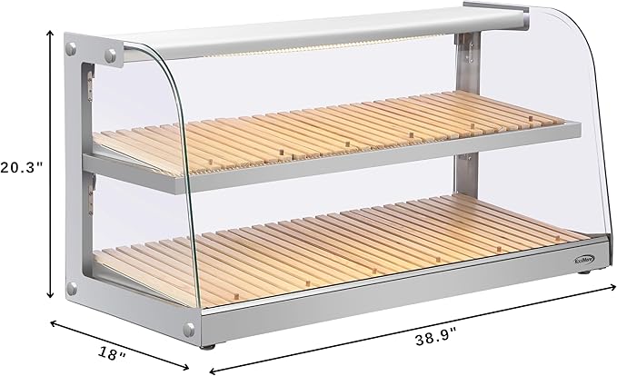KoolMore 40 in. Glass Countertop Dry Bakery Display Case with Two Shelves and Bamboo Trays