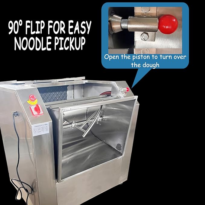Commercial Dough Mixer 50KG/110LB, 3000W Heavy Duty Electric Flour Kneading Machine with Safety Stop-on-Open Lid & 90° Tilt Bucket, 110V for Restaurant Bakery