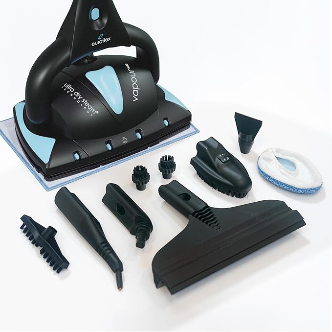 Euroflex Vapour Pro Steam Mop & All-in-One Steam Cleaner 20-Piece Set - Commercial Grade 295°F & 50 PSI - Good Housekeeping #1 Rated; Kills 99.9% Bacteria & Viruses (H1N1); 5-Year Warranty