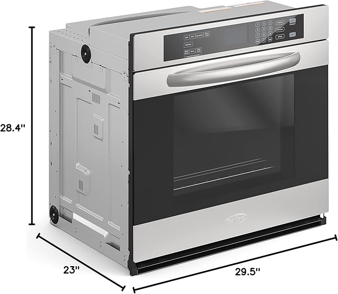 KoolMore 30-Inch Electric Single Wall Oven with Quiet, Rapid Convection Cooking, 7 Cook and Baking Modes, Large Capacity Oven, Stainless-Steel Unit, Self-Cleaning (KM-WO30S-SS)