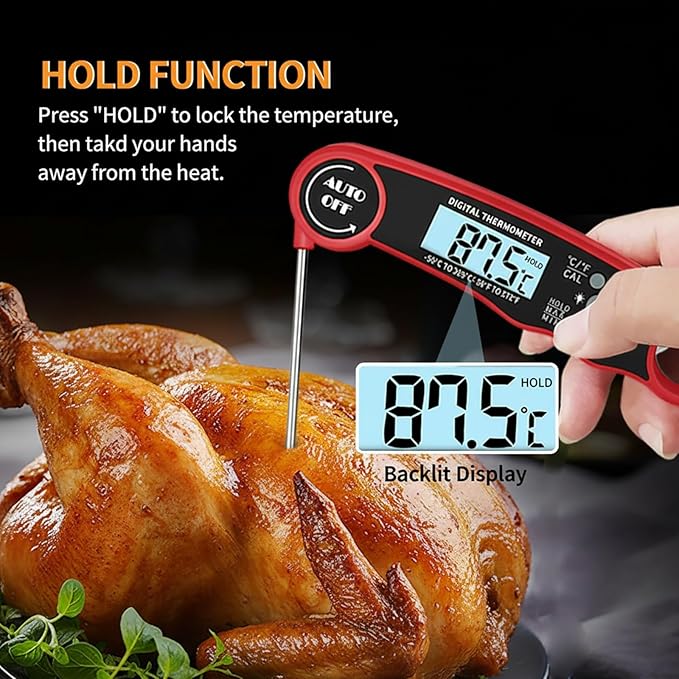 BBQ Gloves, Heat Protection Grilling Gloves Kitchen Gloves Up to 1472°F+ Meat Thermometer Probe Auto-Off for Barbecue,Grill,Cooking, Baking, Cutting